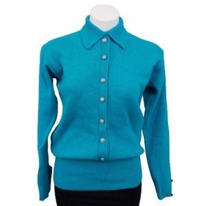 Vintage SML Sport 1980's does 1950s Button-up Sweater, Small  Blue